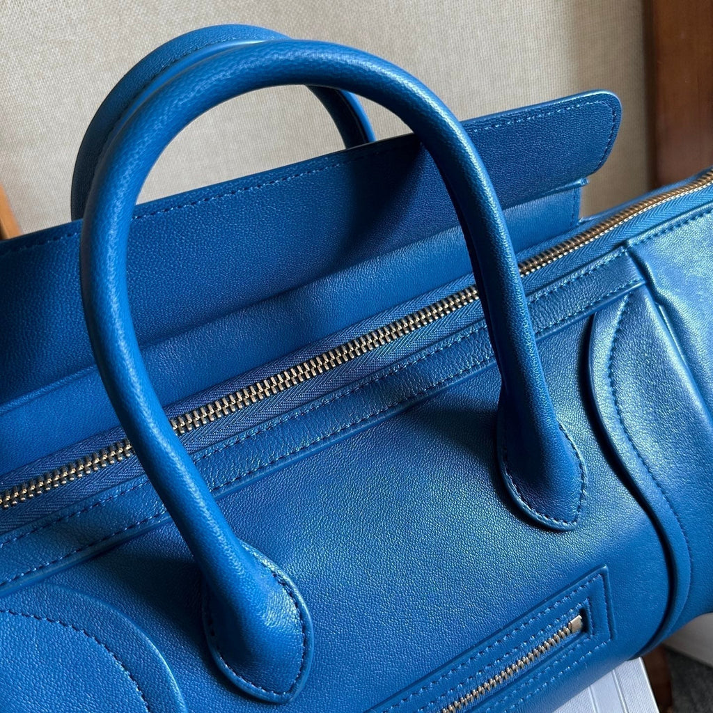 Celine 25S New Luggage 36mm in Dark Blue Calfskin Gold Hardware Bag
