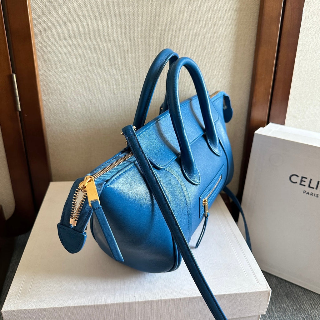 Celine 25S New Luggage 36mm in Dark Blue Calfskin Gold Hardware Bag