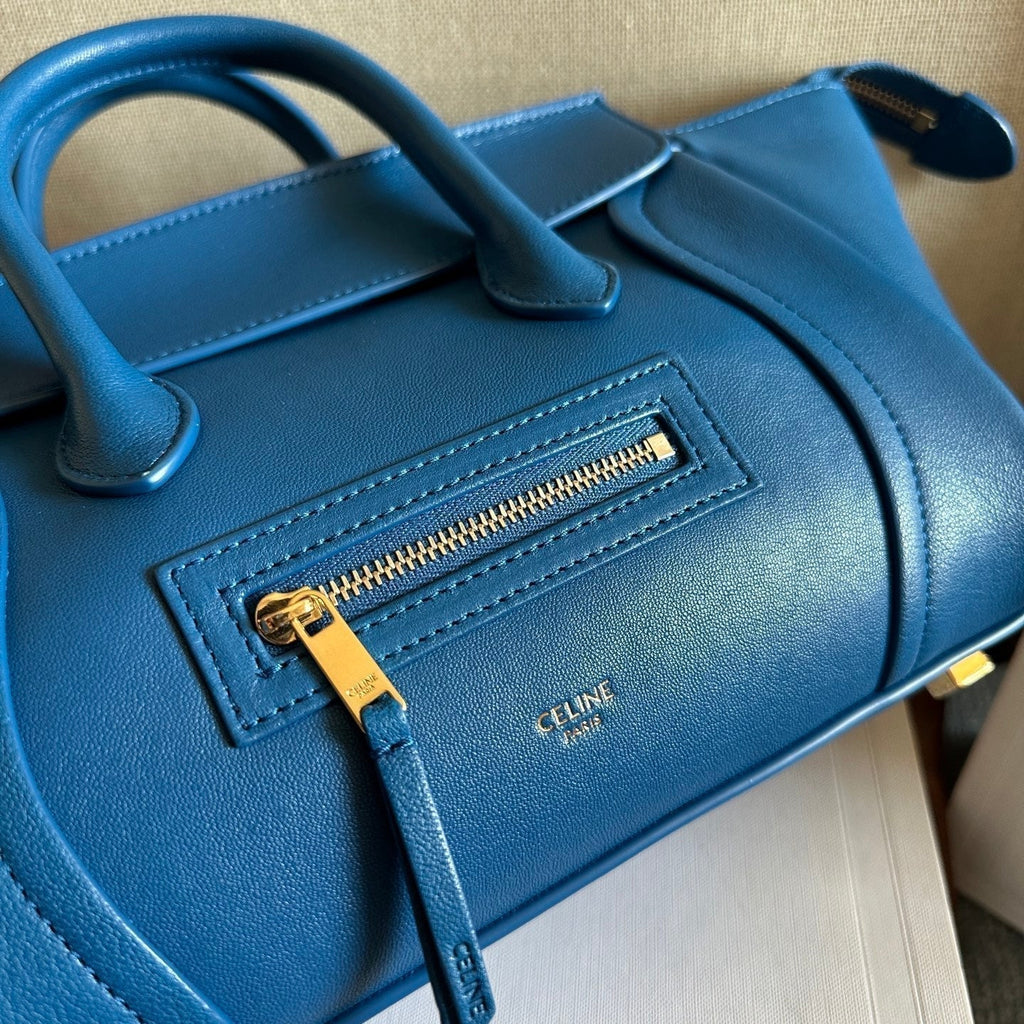 Celine 25S New Luggage 36mm in Dark Blue Calfskin Gold Hardware Bag