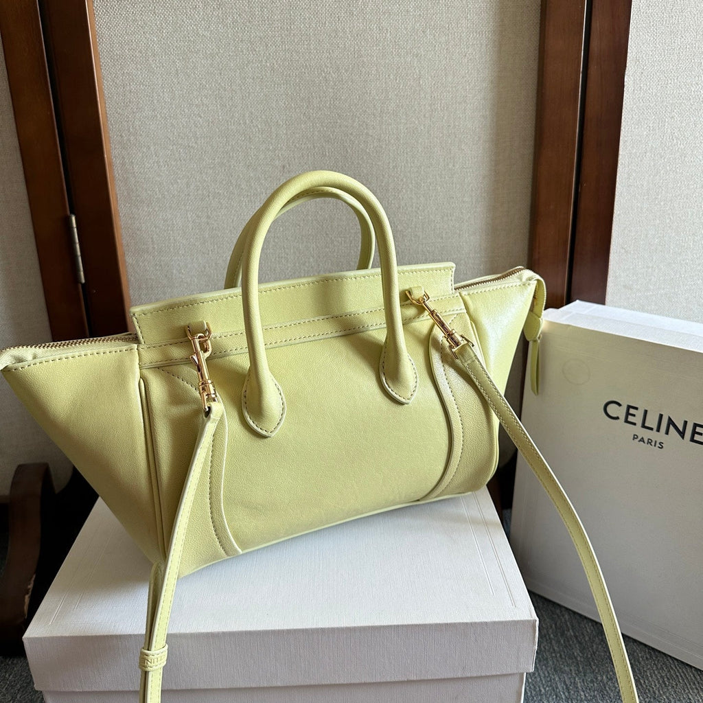 Celine 25S New Luggage 36mm in Pastel Yellow Calfskin Gold Hardware Bag
