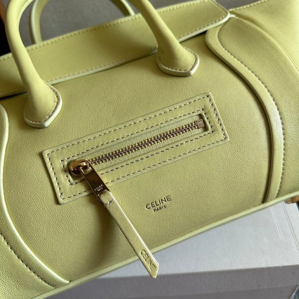 Celine 25S New Luggage 36mm in Pastel Yellow Calfskin Gold Hardware Bag