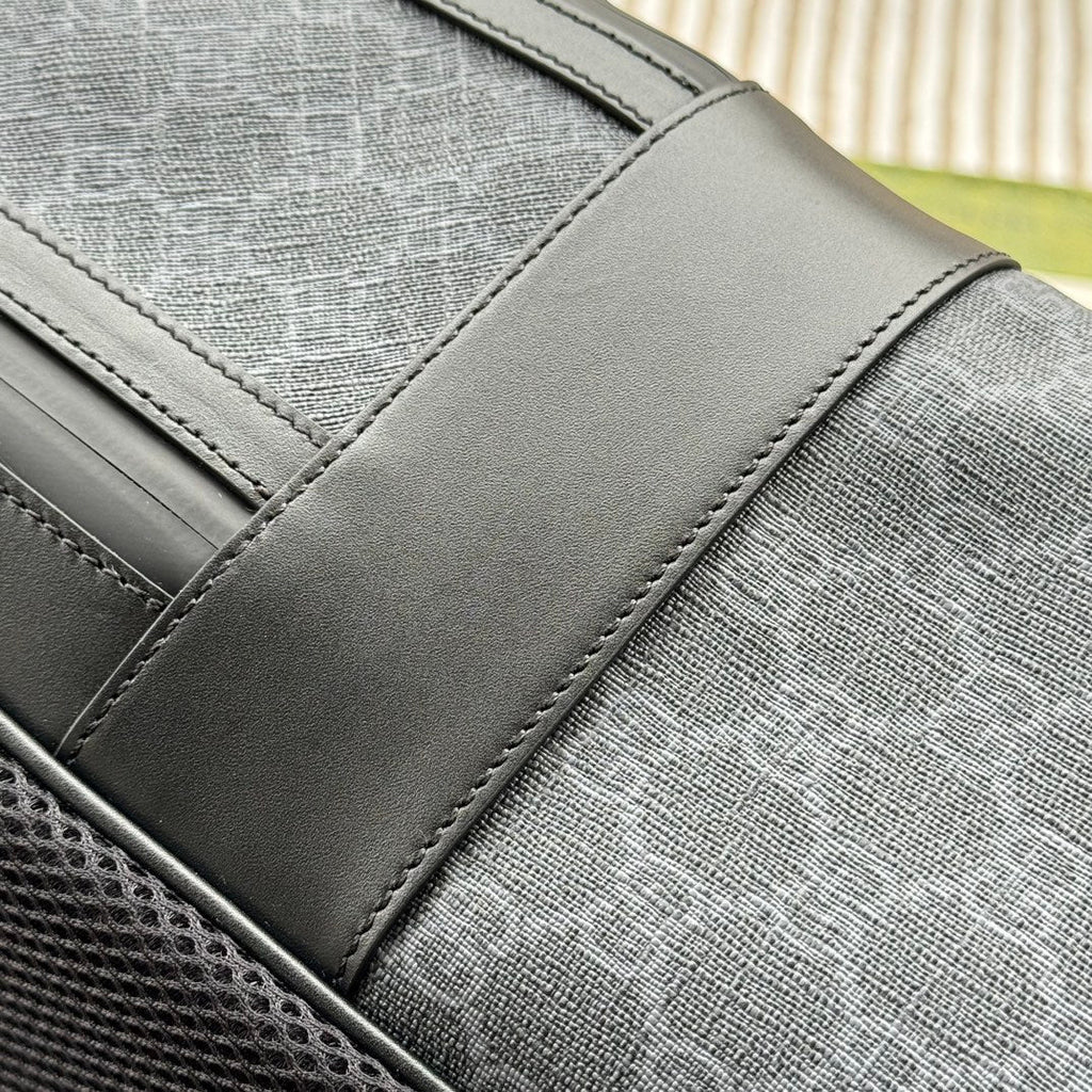 Gucci Backpack 44 in Gray Monogram Canvas and Black Leather Trim