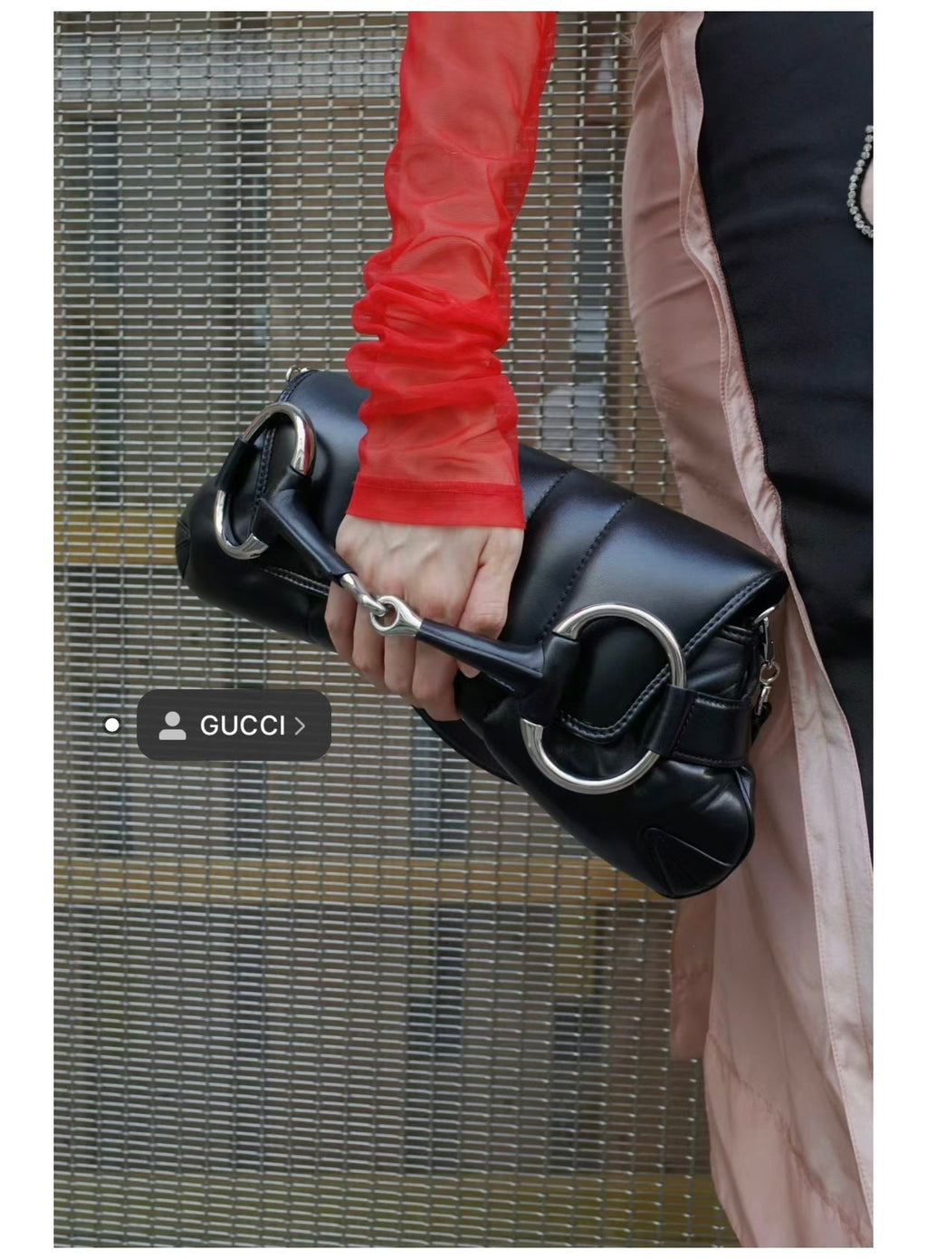 Gucci Horsebit Chain Handbag 38 in Black Calfskin Silver Hardware