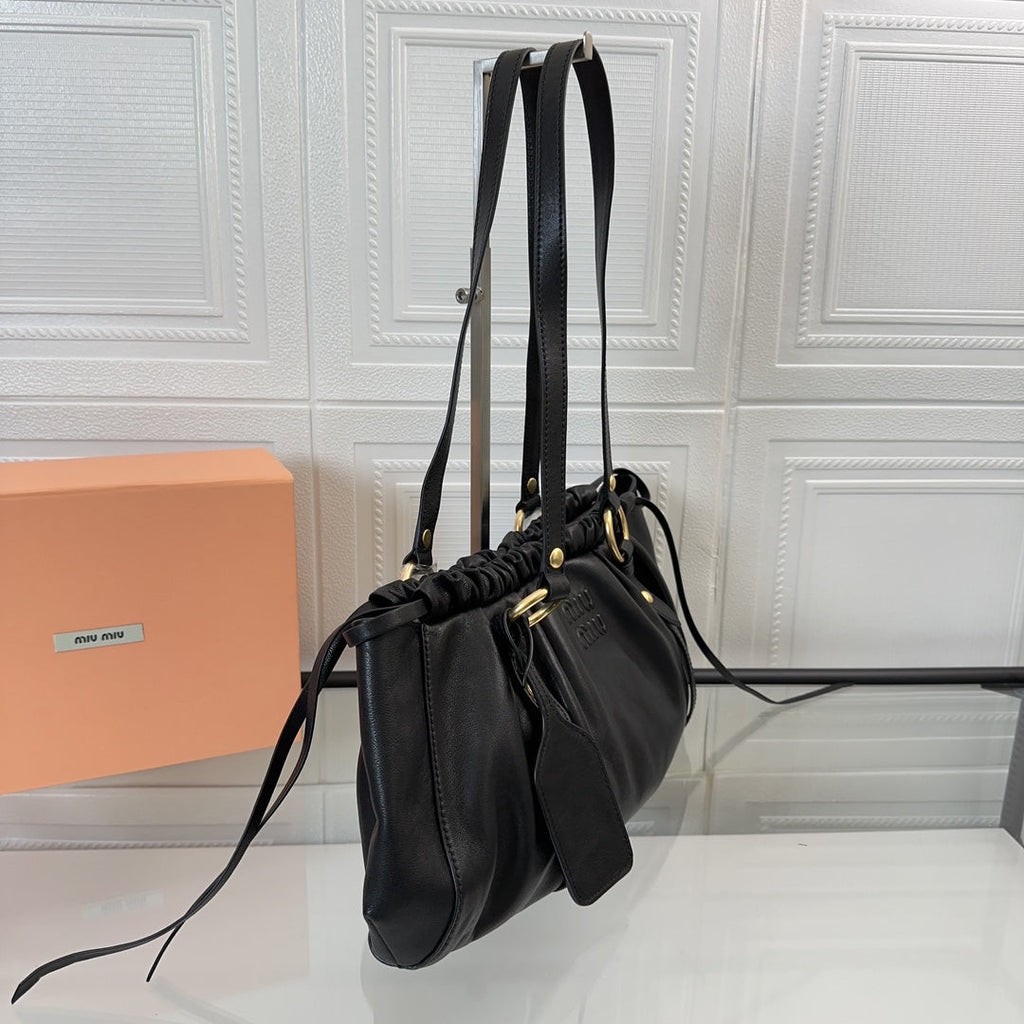 Joie Nappa Shoulder Bag 44 in Black Calfskin