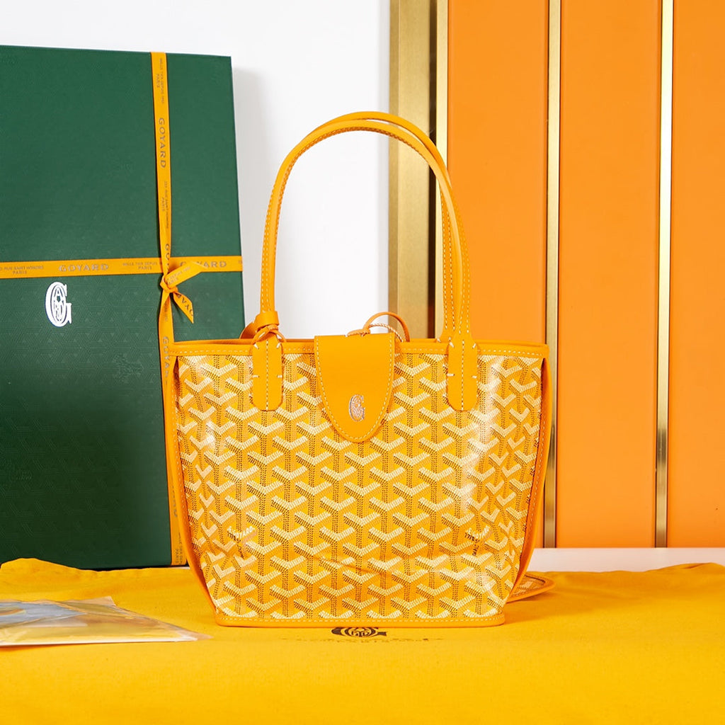 Goyard Anjou Mini Bag 20 in Yellow Goyardine Canvas and Calfskin