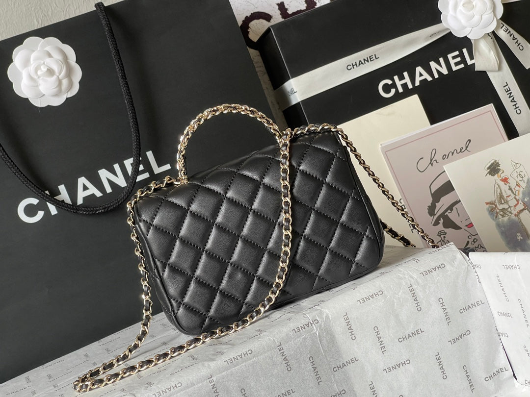 Chanel Mini 18 Flap Bag in Black Lambskin