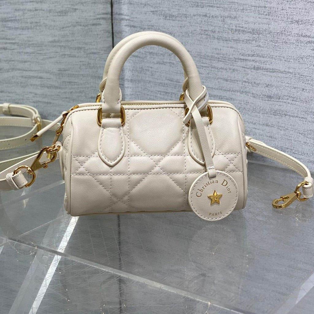 Dior Groove Mini 17 Bag in White Cream Lambskin