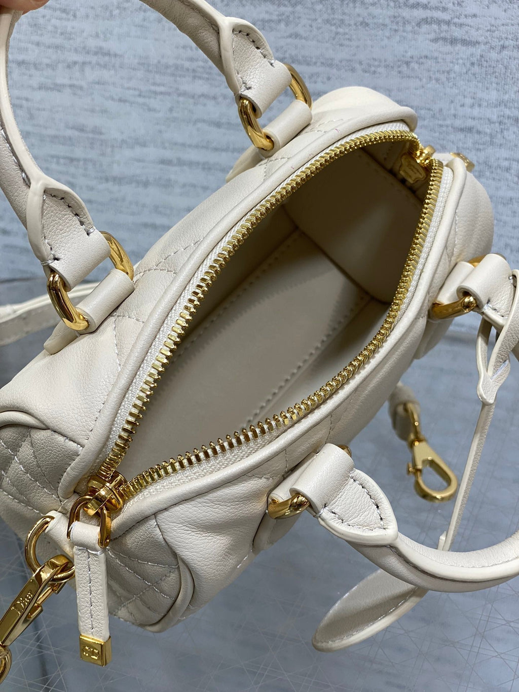 Dior Groove Mini 17 Bag in White Cream Lambskin