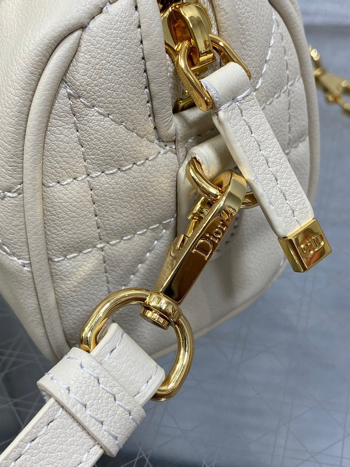 Dior Groove Mini 17 Bag in White Cream Lambskin