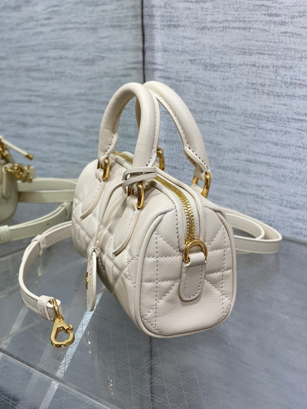 Dior Groove Mini 17 Bag in White Cream Lambskin