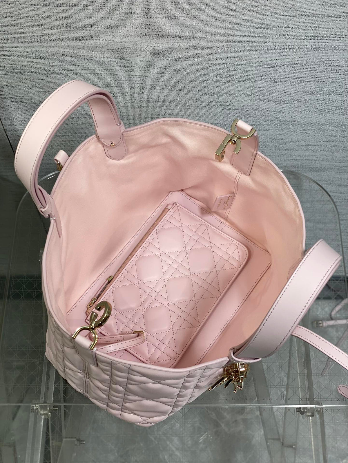 Dior Always Medium 28 Bag in Light Pink Macrocannage Calfskin
