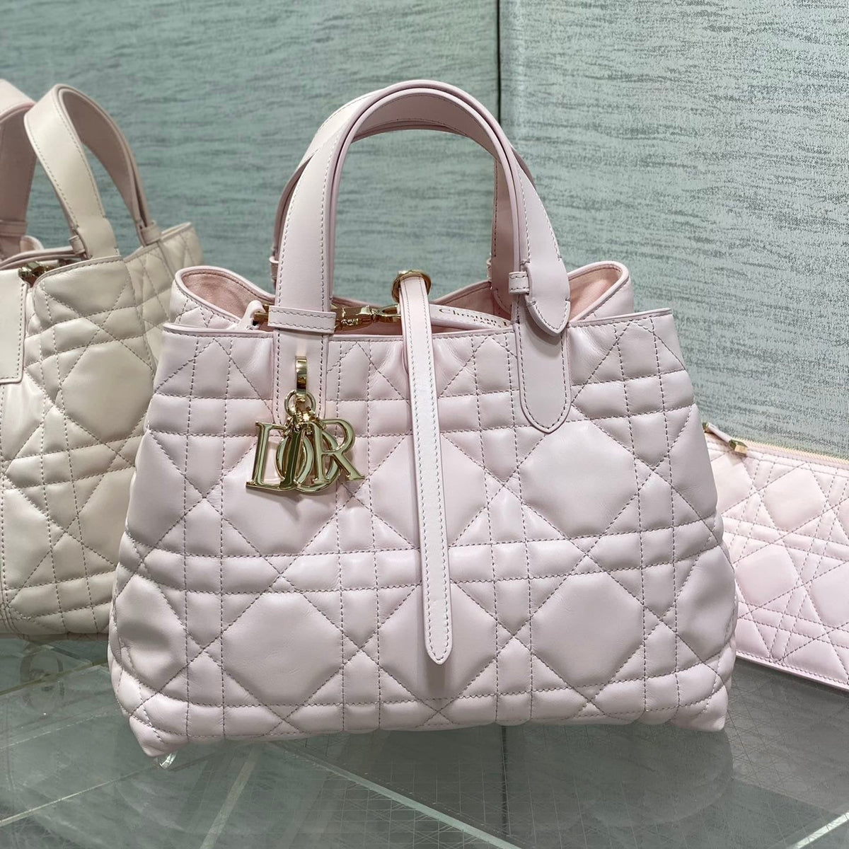 Dior Always Medium 28 Bag in Light Pink Macrocannage Calfskin
