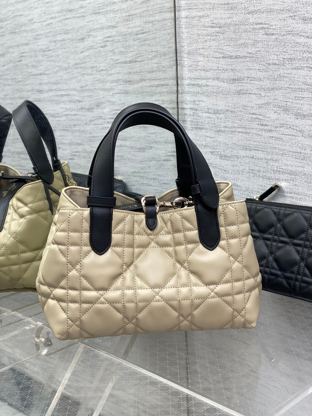 Dior Always Mini 23 Bag in Ivory Tan Macrocannage Calfskin