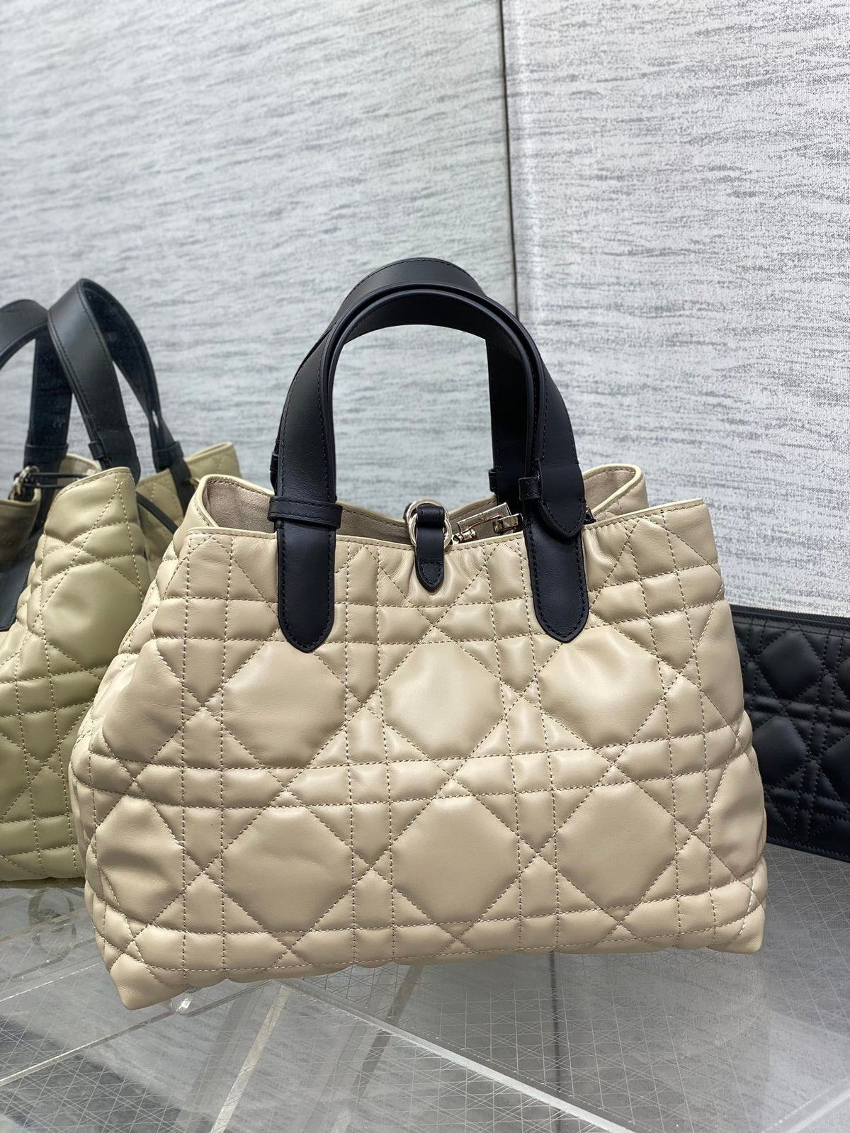 Dior Always Mini 28 Bag in Ivory Tan Macrocannage Calfskin