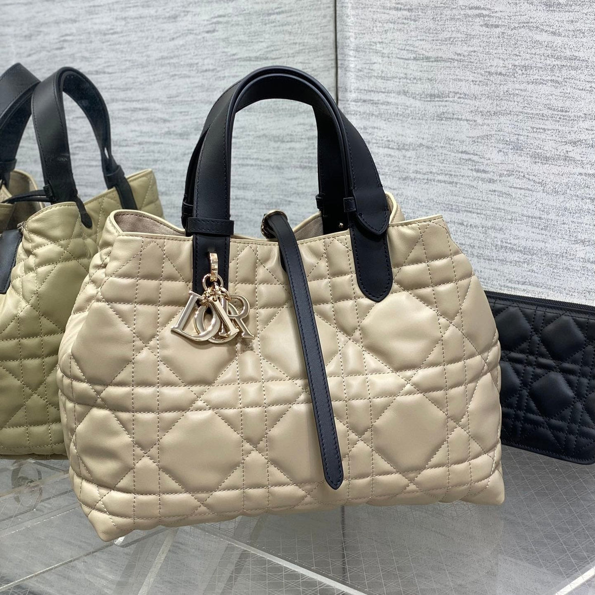 Dior Always Mini 28 Bag in Ivory Tan Macrocannage Calfskin