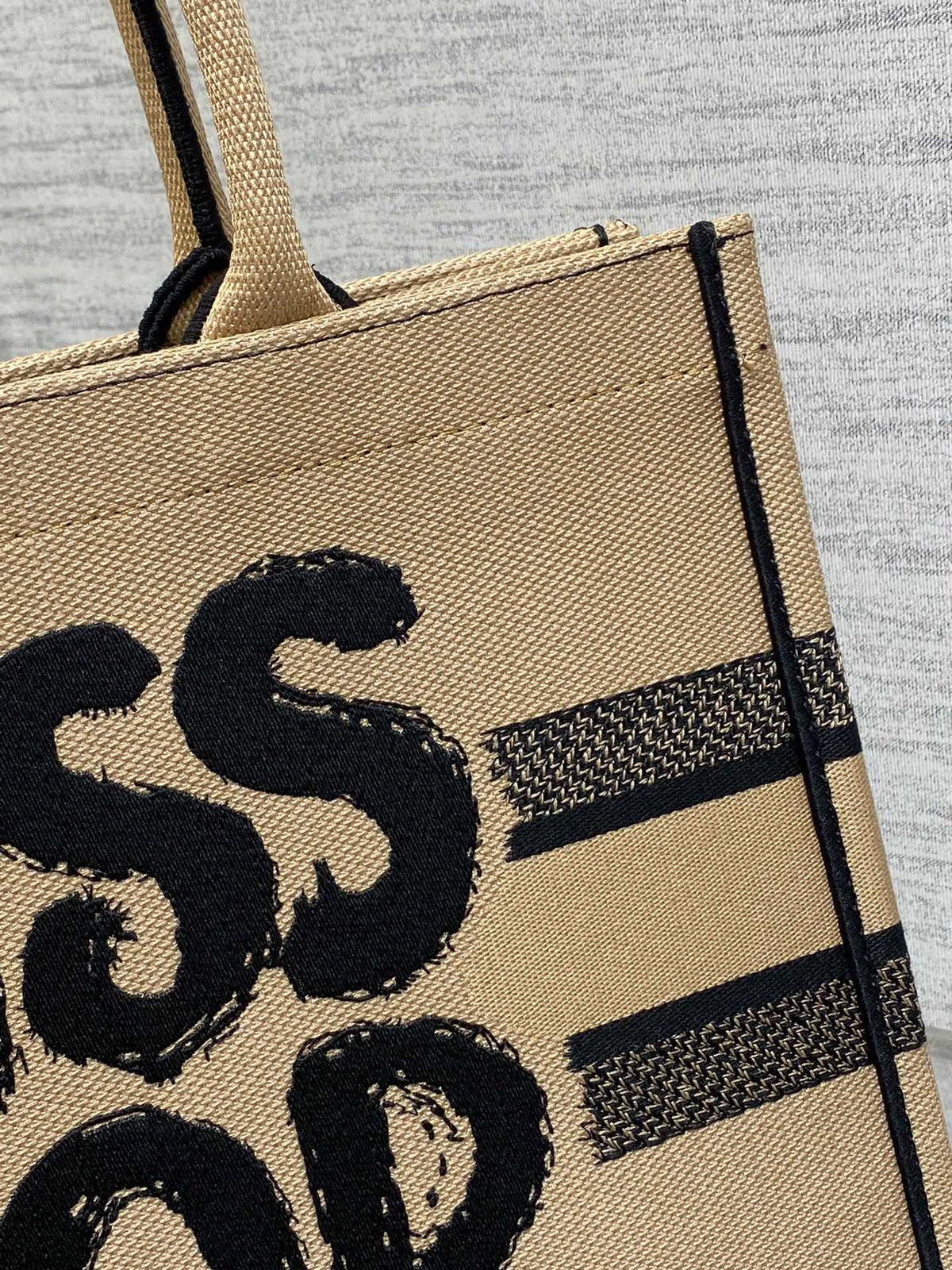 Book Tote 36 Beige and Black Miss Dior Graffiti Embroidery