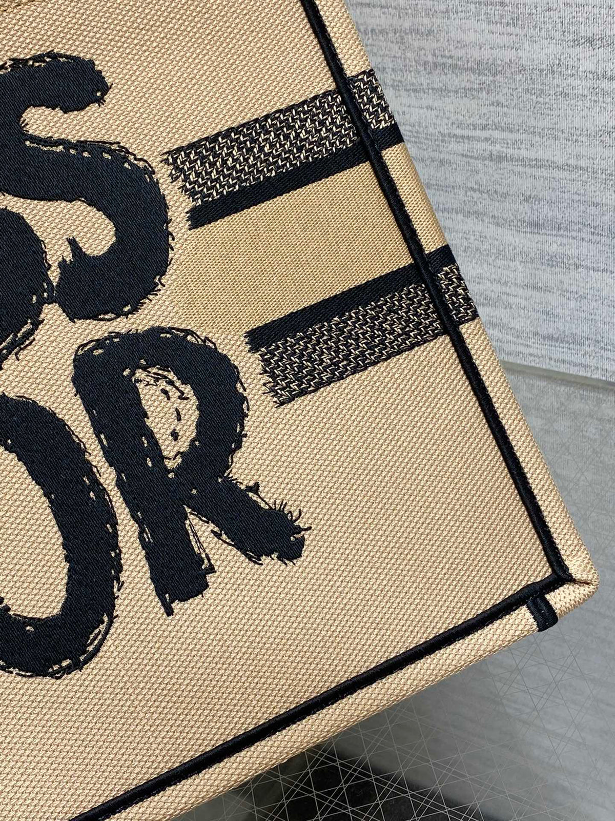 Book Tote 36 Beige and Black Miss Dior Graffiti Embroidery