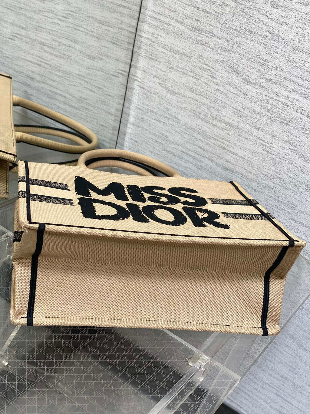 Book Tote 36 Beige and Black Miss Dior Graffiti Embroidery