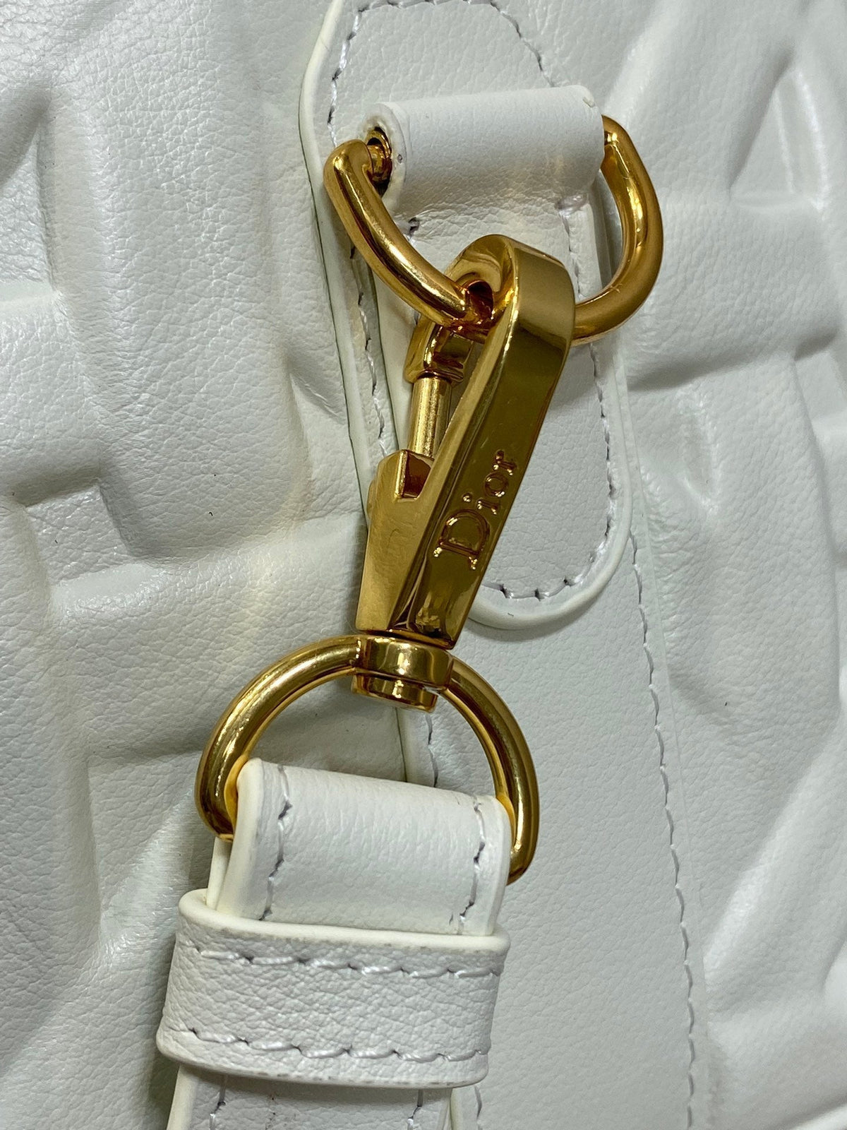 Dior Groove 25 Bag in White Macrocannage Calfskin with Gold Hardware