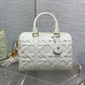 Dior Groove 25 Bag in White Macrocannage Calfskin with Gold Hardware