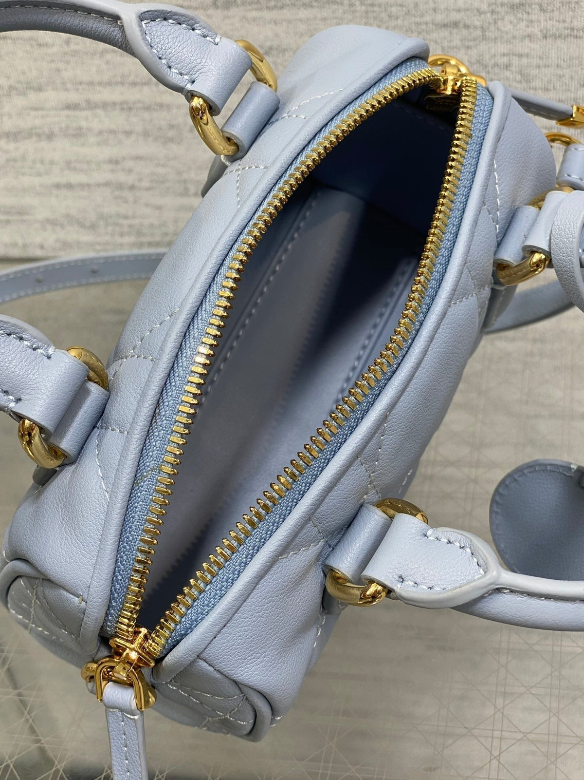 Dior Groove Mini 17 Bag in Light Blue Lambskin