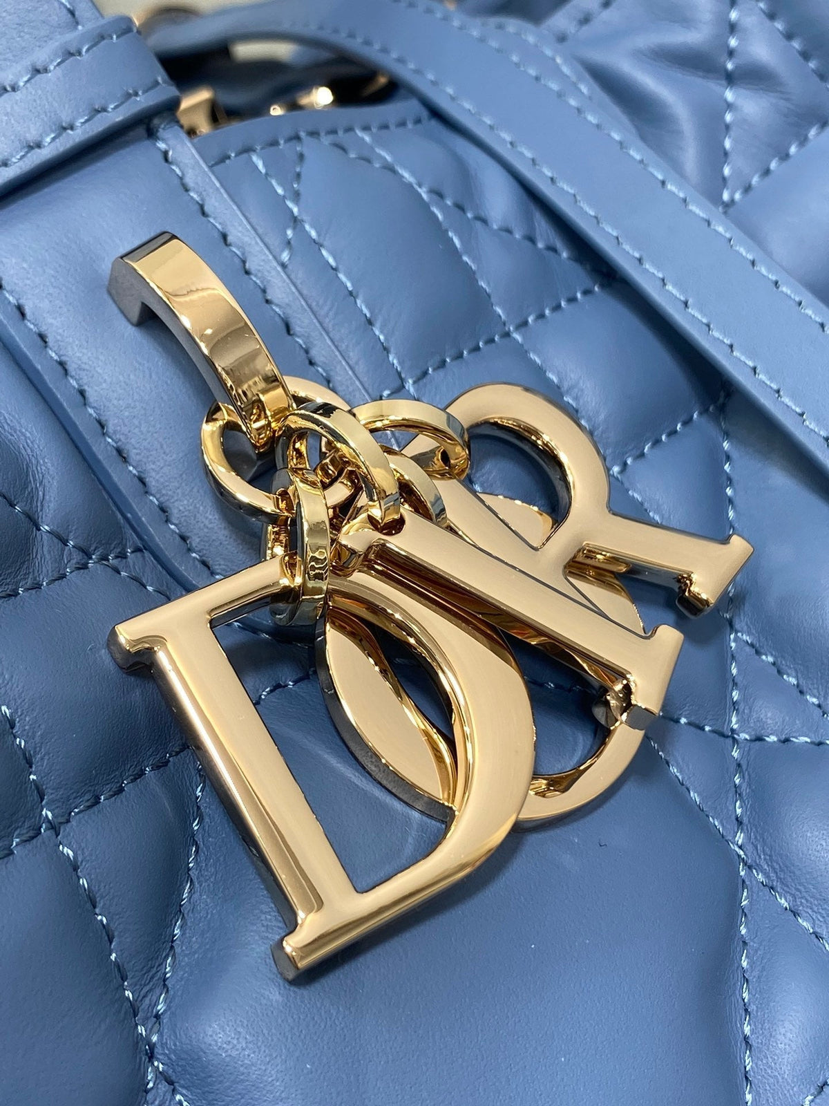 Dior Always Medium 28 Bag in Azure Blue Macrocannage Calfskin