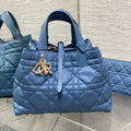 Dior Always Medium 28 Bag in Azure Blue Macrocannage Calfskin