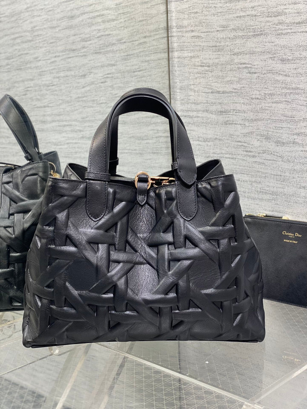 Dior Always Medium 28 Bag in Black Macrocannage Calfskin