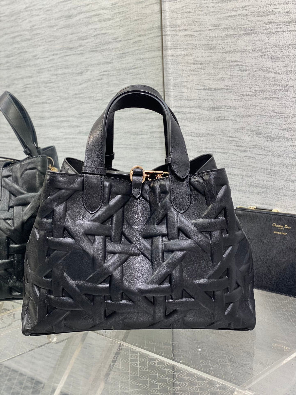 Dior Always Medium 28 Bag in Black Macrocannage Calfskin