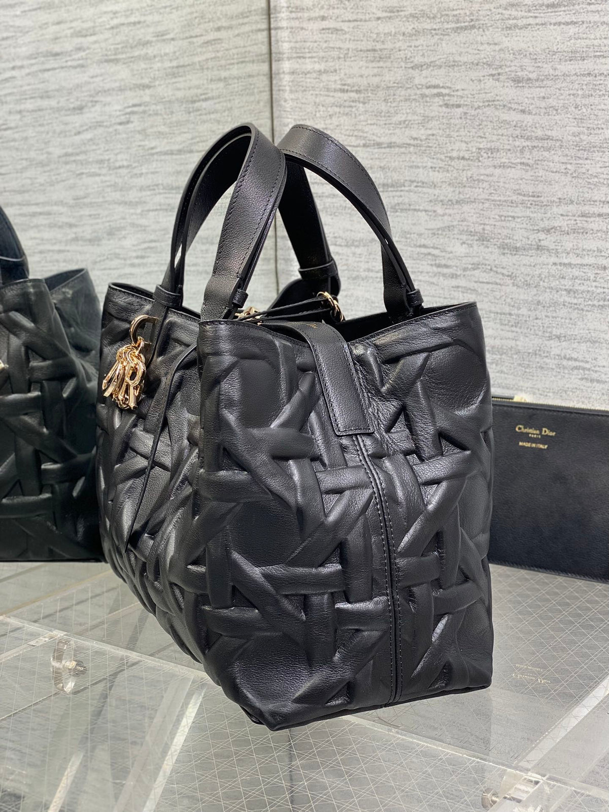 Dior Always Medium 28 Bag in Black Macrocannage Calfskin