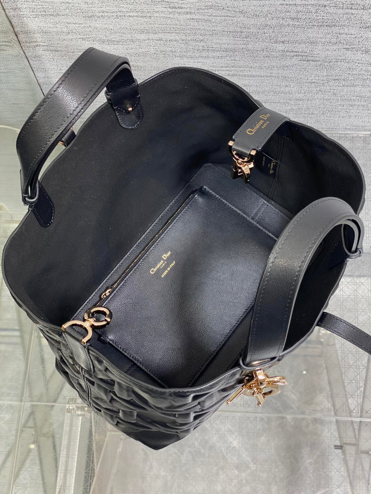 Dior Always Medium 28 Bag in Black Macrocannage Calfskin