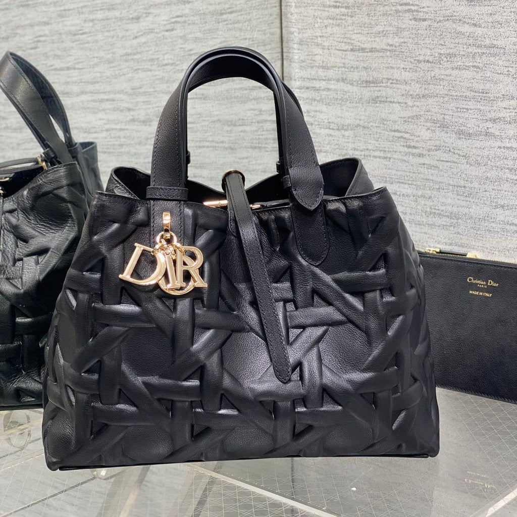 Dior Always Medium 28 Bag in Black Macrocannage Calfskin
