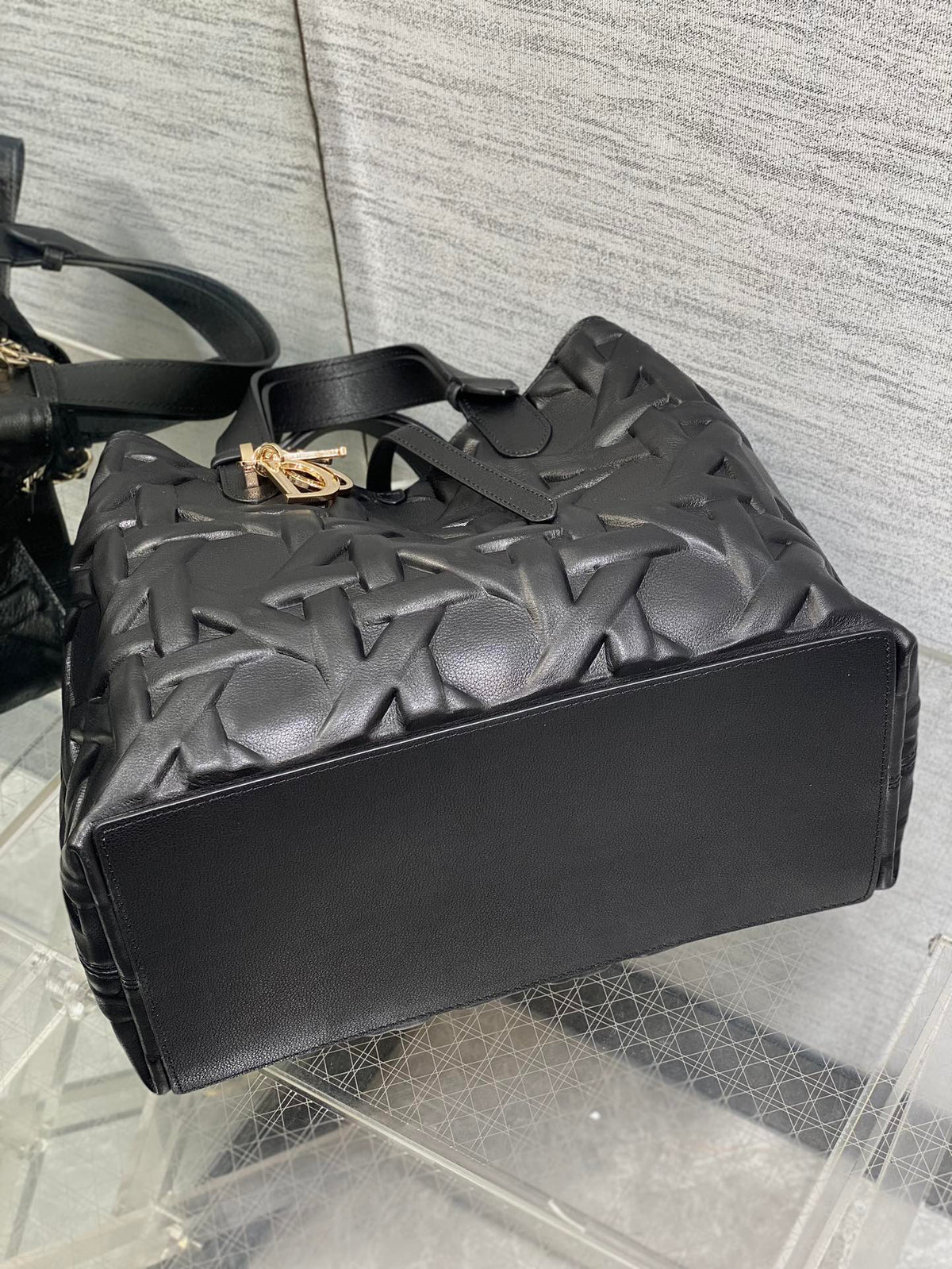 Dior Always Medium 28 Bag in Black Macrocannage Calfskin