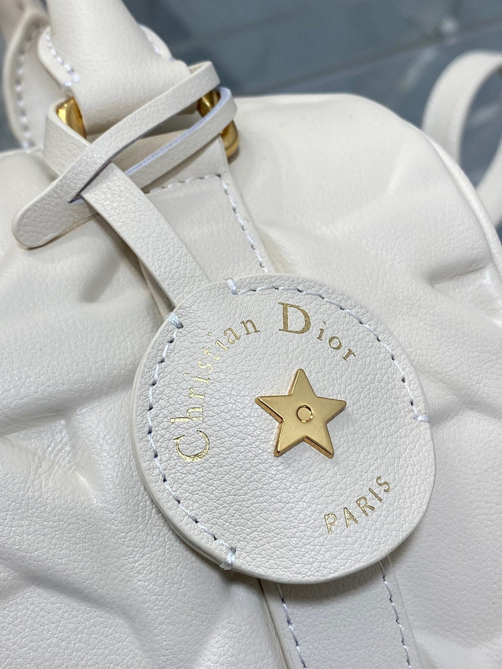 Dior Groove 20 Bag in White Cream Macrocannage Calfskin with Gold Hardware