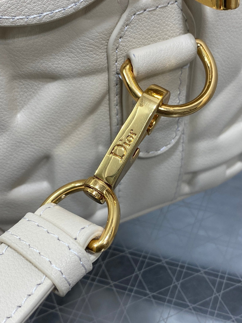 Dior Groove 20 Bag in White Cream Macrocannage Calfskin with Gold Hardware