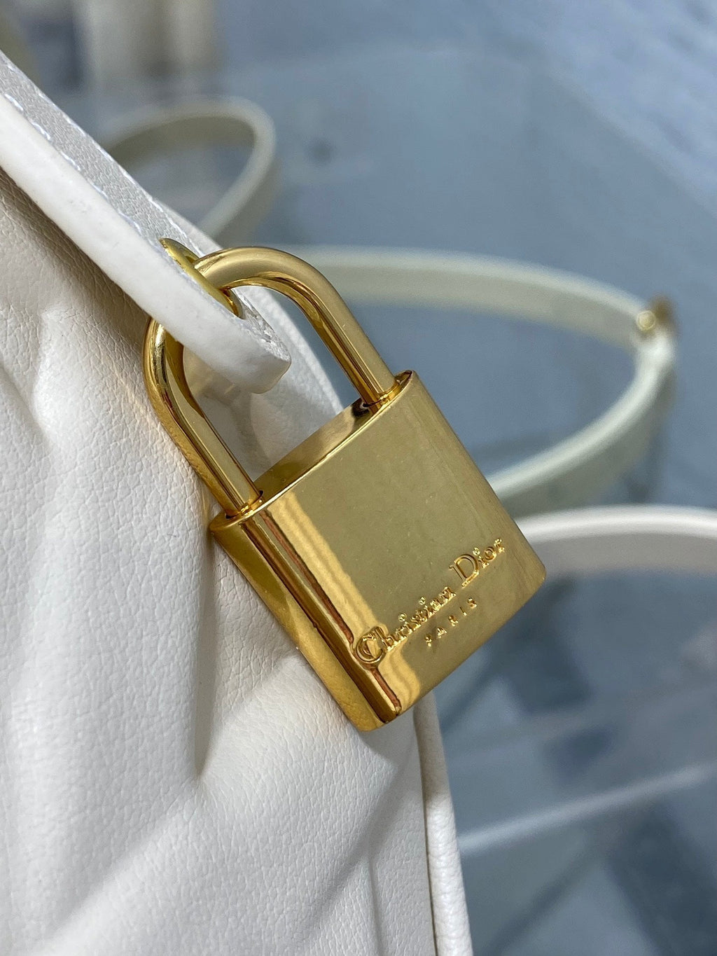 Dior Groove 25 Bag in White Cream Macrocannage Calfskin with Gold Hardware