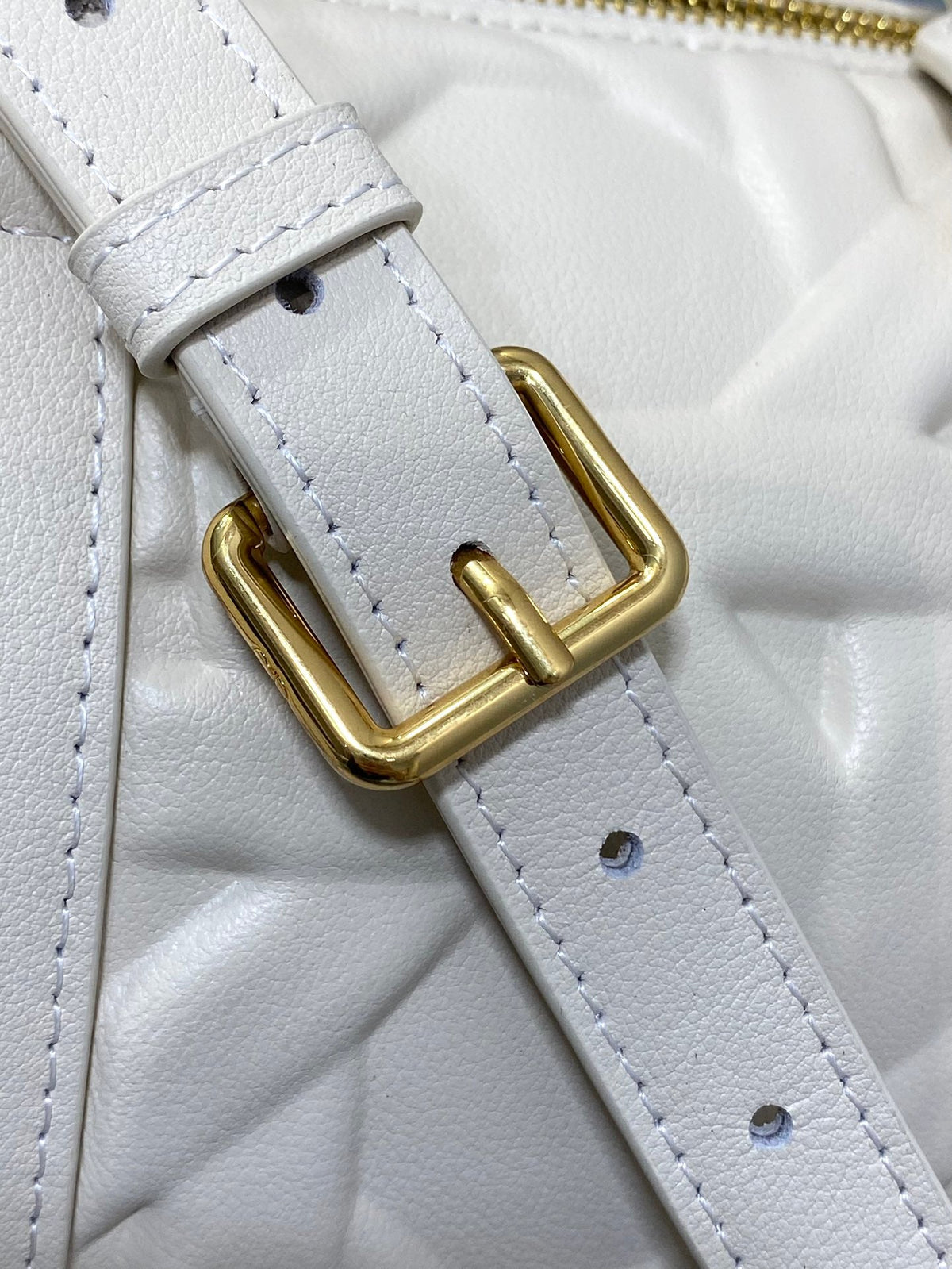 Dior Groove 25 Bag in White Cream Macrocannage Calfskin with Gold Hardware