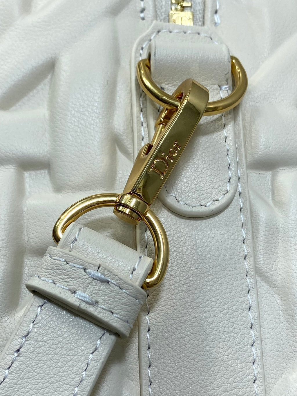 Dior Groove 25 Bag in White Cream Macrocannage Calfskin with Gold Hardware
