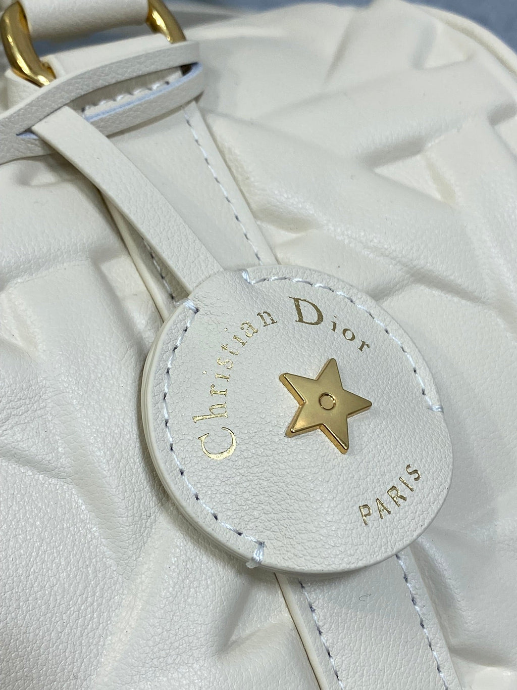 Dior Groove 25 Bag in White Cream Macrocannage Calfskin with Gold Hardware
