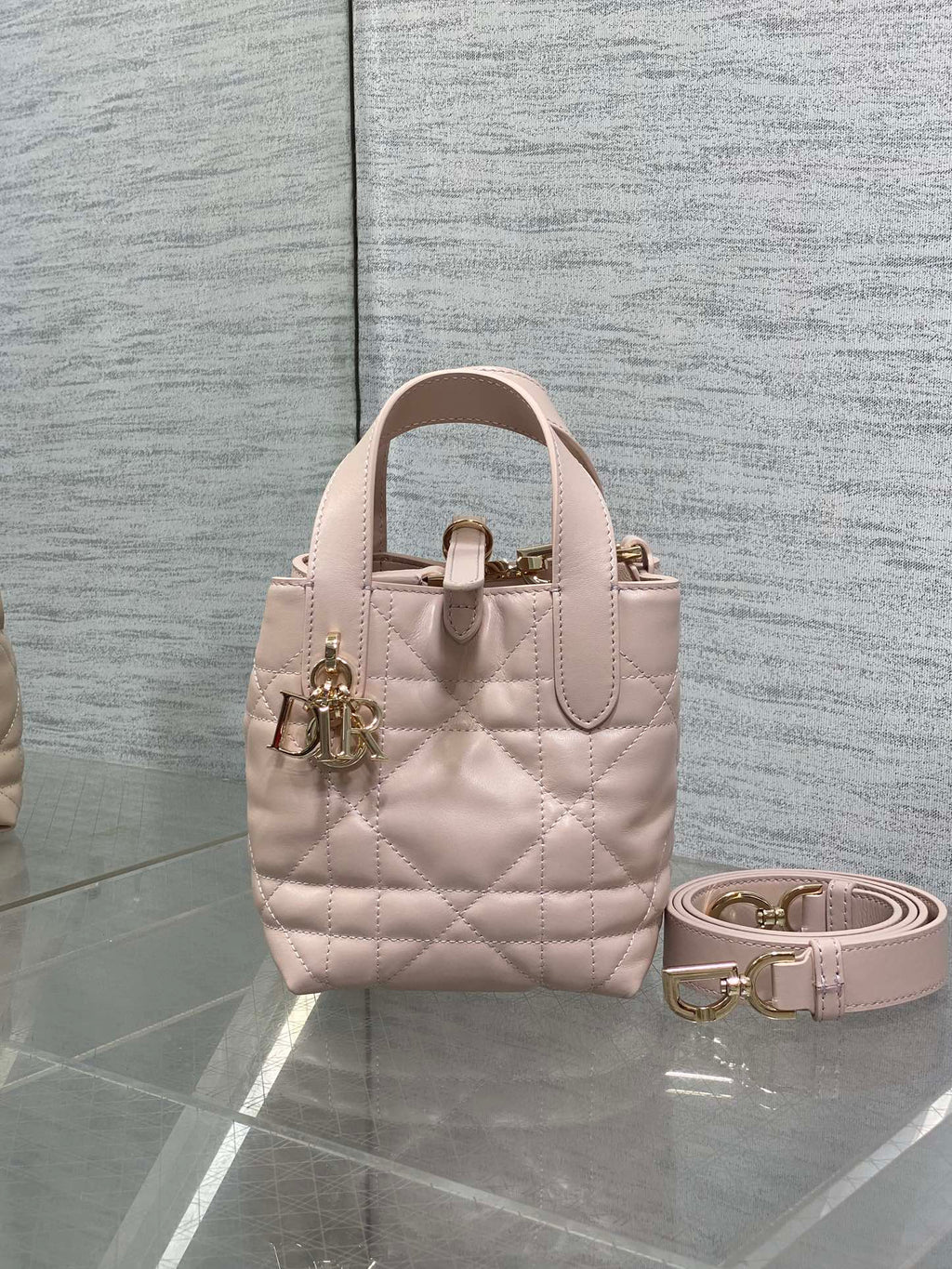 Dior 25S Always Mini Bag 13 in Light Pink Macrocannage Calfskin Gold Hardware