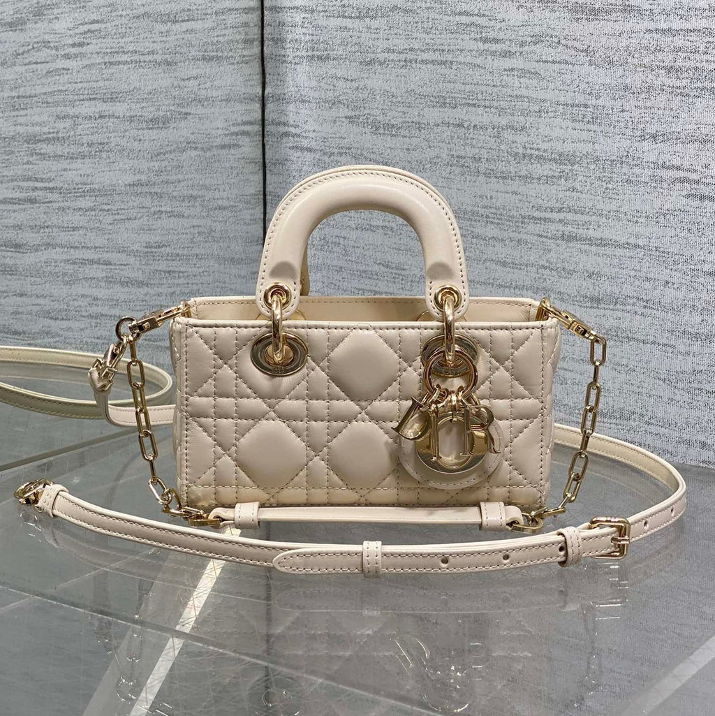 Dior 25S Micro Lady D-Joy 16 in Beige Lambskin Gold Hardwre Bag