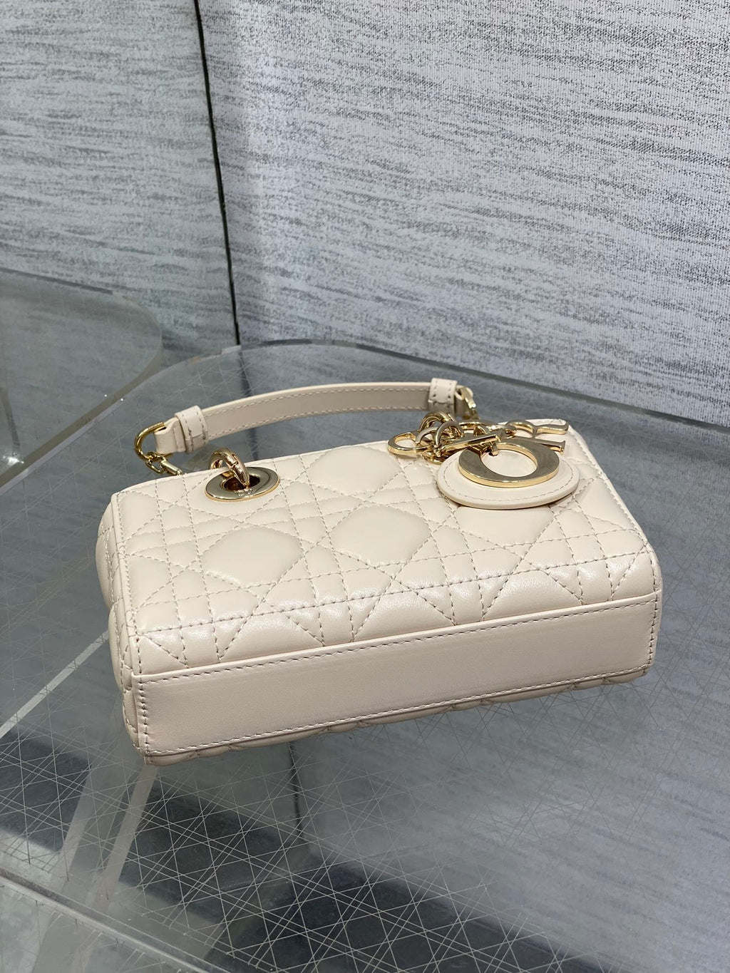 Dior 25S Micro Lady D-Joy 16 in Beige Lambskin Gold Hardwre Bag
