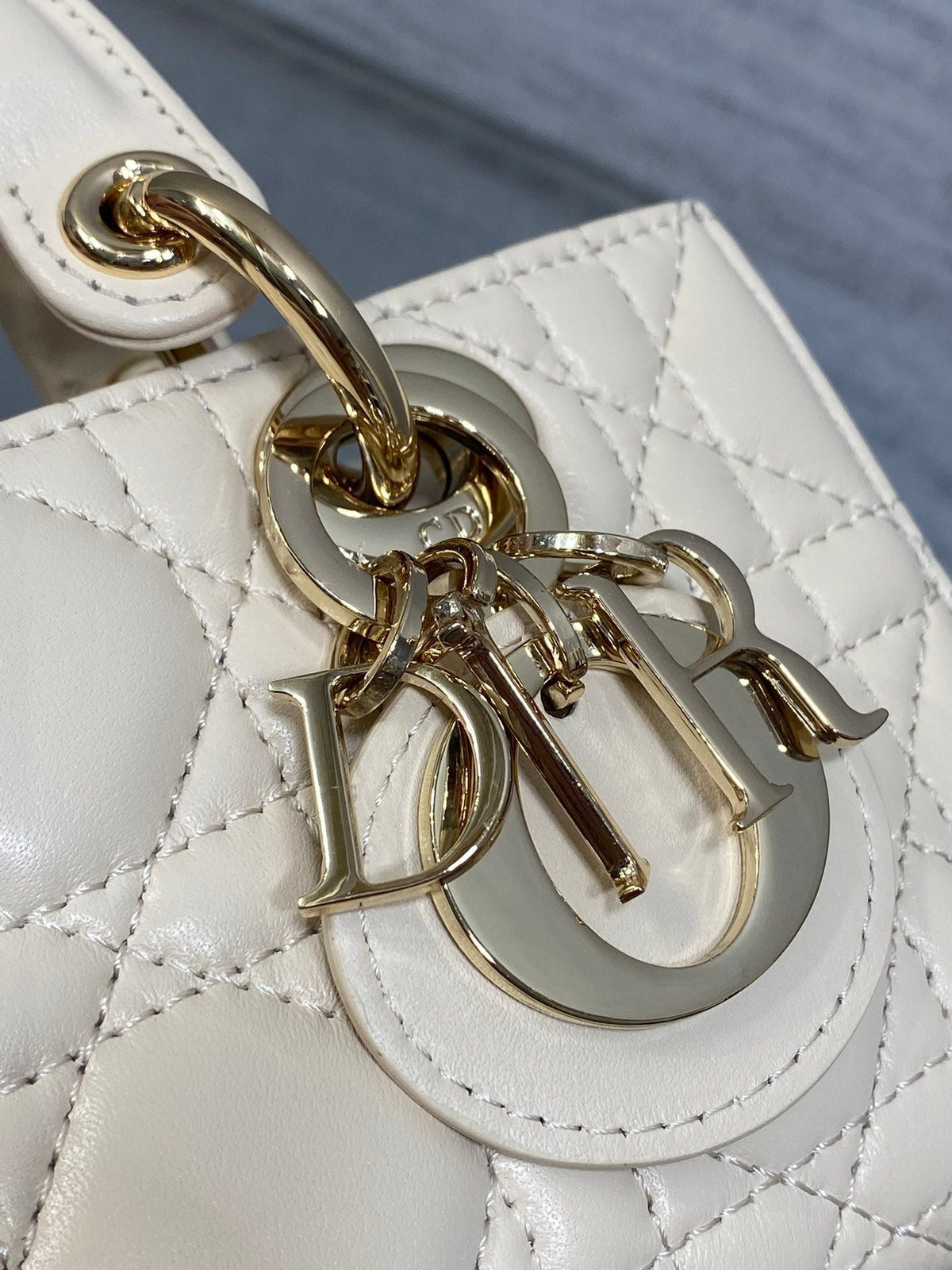 Dior 25S Micro Lady D-Joy 16 in Beige Lambskin Gold Hardwre Bag