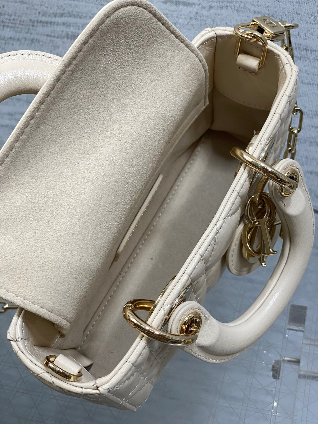 Dior 25S Micro Lady D-Joy 16 in Beige Lambskin Gold Hardwre Bag