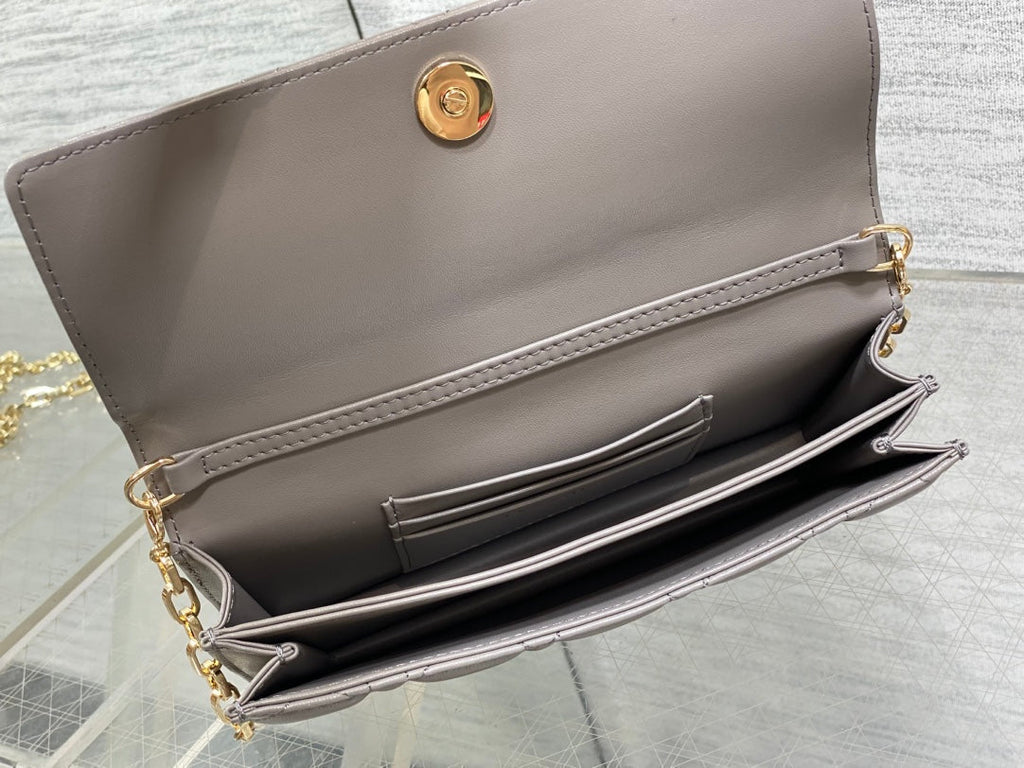 Dior 25S Talk Phone Pouch 21 in Dirty Lilac Cannage Lambskin Gold Hardwre