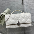 Dior 25S Talk Phone Pouch 21 in White Cannage Lambskin Silver Hardware