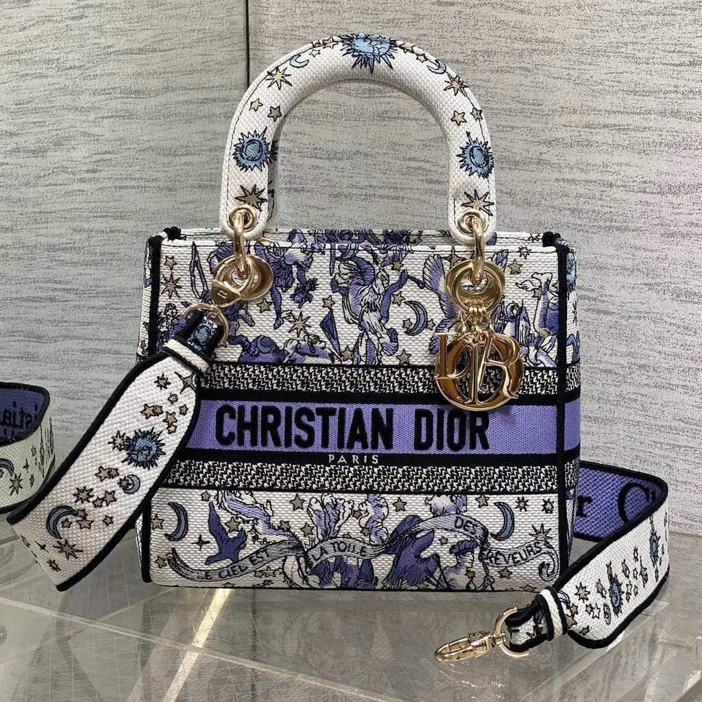 Dior 25S Small Lady D-Lite Bag 24 in Purple Night of Dreams Embroidery