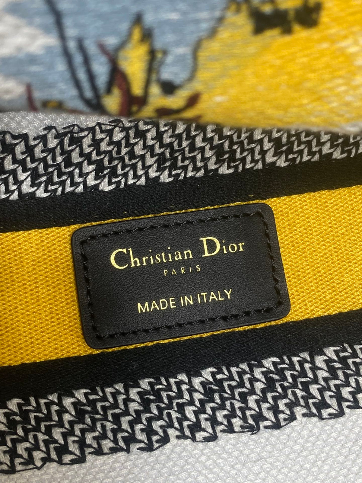 Dior 25S Small Lady D-Lite Bag 24 in Yellow Canvas Cannes