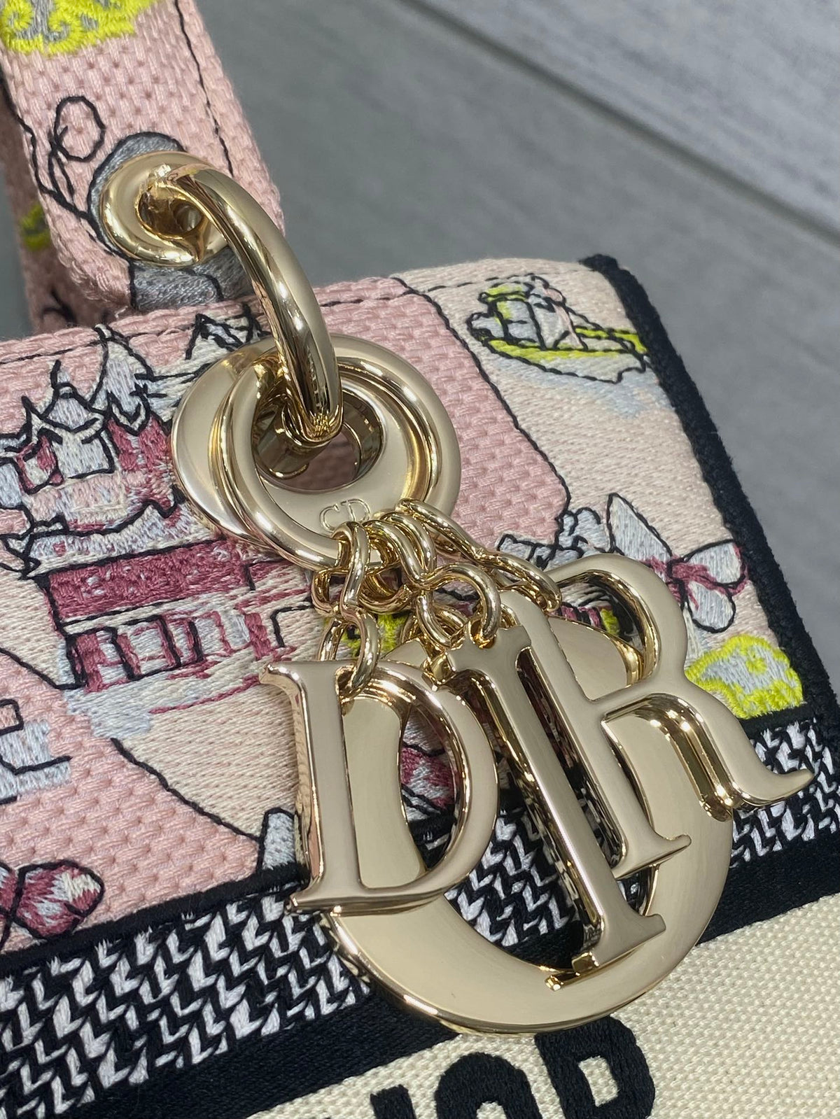 Dior 25S Small Lady D-Lite Bag 24 in Pink Canvas Butterfly