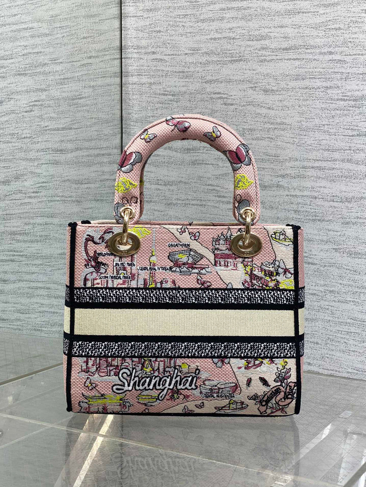 Dior 25S Small Lady D-Lite Bag 24 in Pink Canvas Butterfly